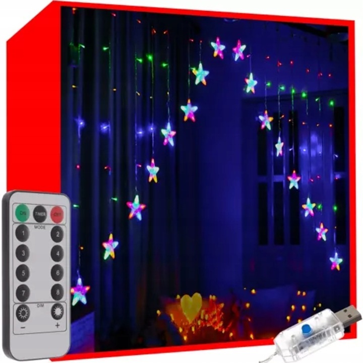 Perdea luminoasa, Iso Trade, 136 LED, USB, Multicolor