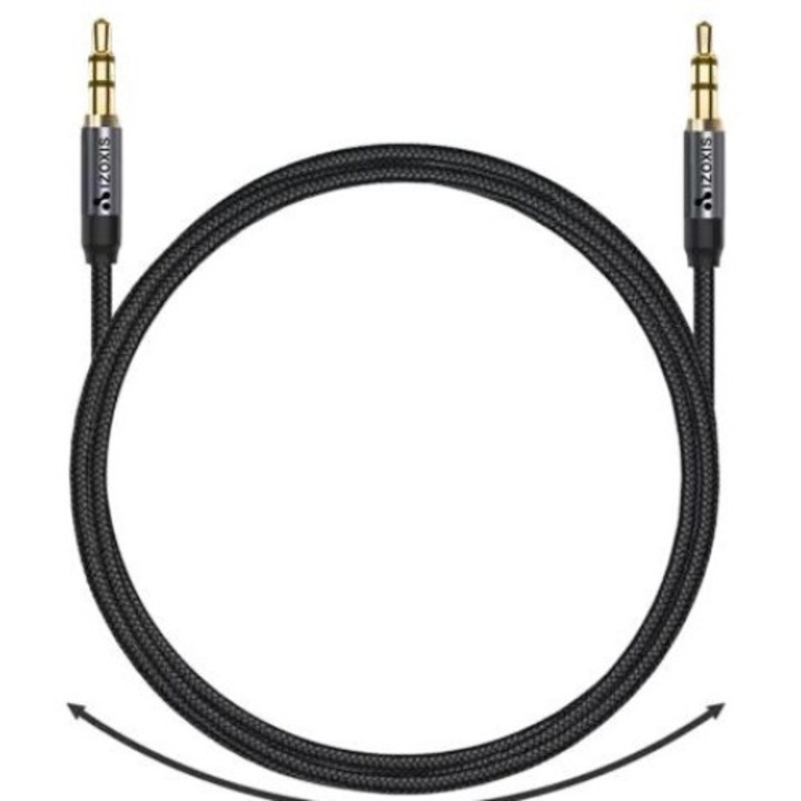 Cablu AUX tata, jack 3,5mm, stereo, varfuri placate cu aur, lungime cablu 175 cm