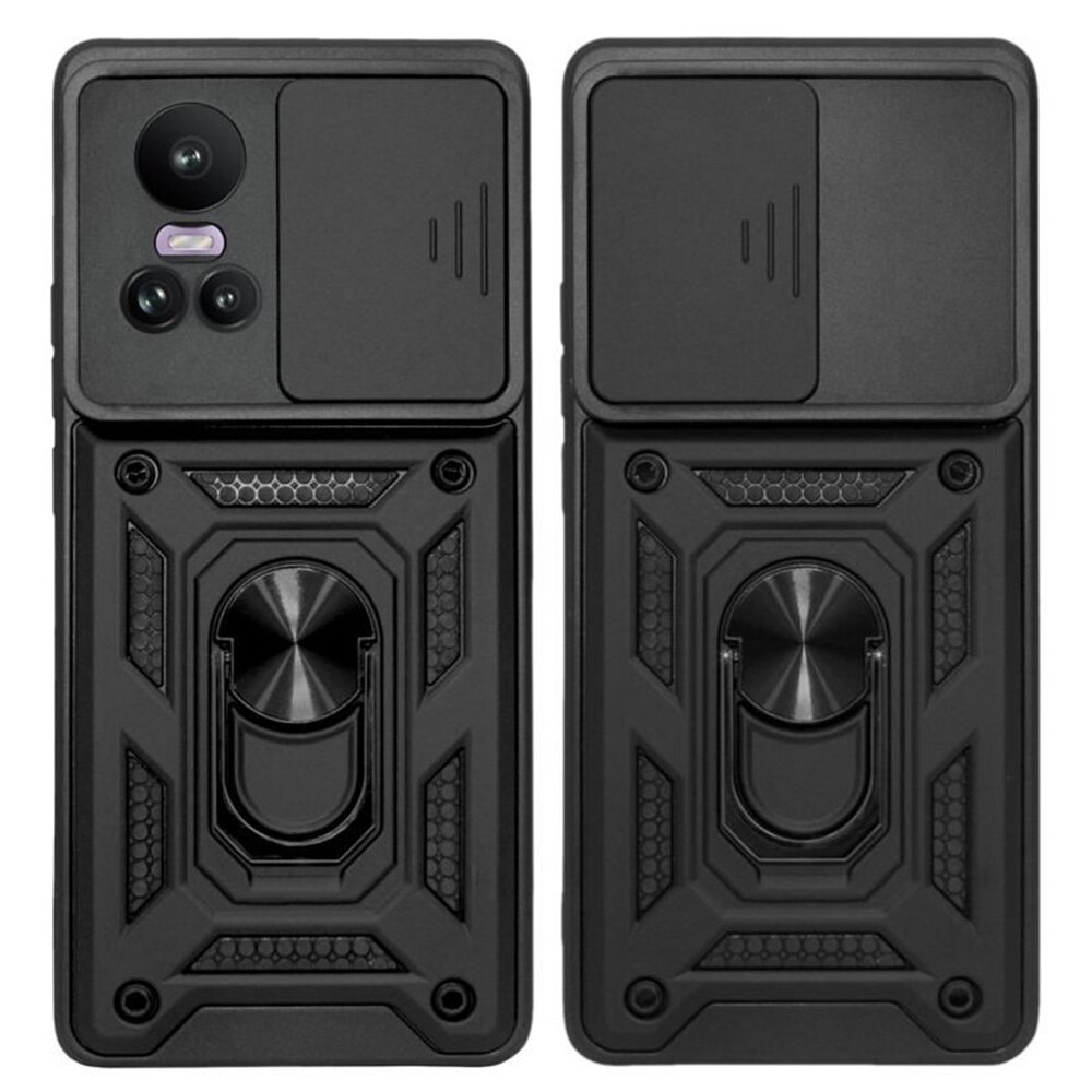Husa pentru Oppo Reno10 / Reno10 Pro Premium Hybrid Armor Kickstand, Slider Camera, Antisoc, Protectie Superioara, Negru