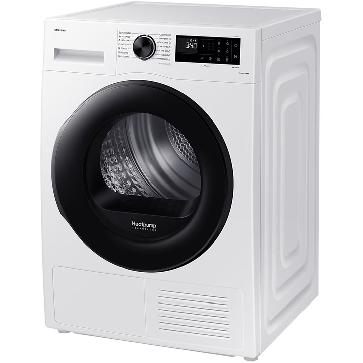 Uscator de rufe Samsung DV90CGC2A0AELE, Pompa de caldura, 9 kg, Clasa A+++, WiFi SmartThings, AI Energy, Alb