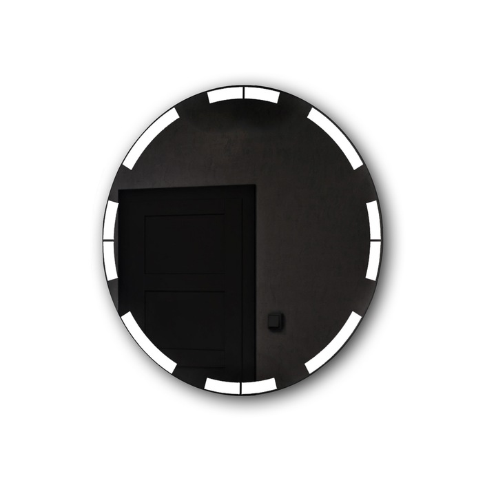 Oglinda baie cu iluminare LED, Artforma, 75x75 cm, de perete, pe baterii, Alb rece, 7000K