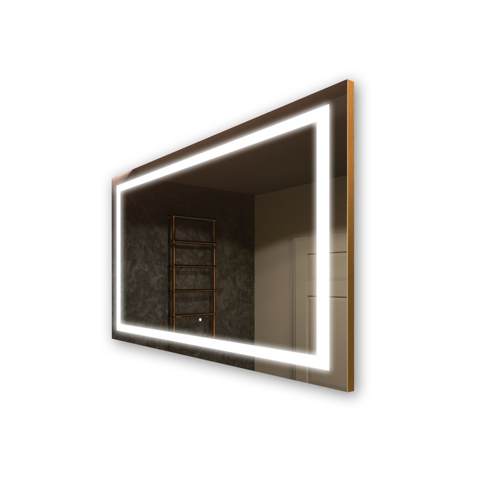 Oglinda decorativa cu iluminare LED Artforma 80x80 cm Alb rece 7000K, set cu accesorii de montaj