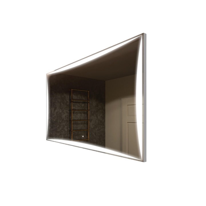 Oglinda baie cu iluminare LED, Artforma, Orizontala, 160x90cm, Alb