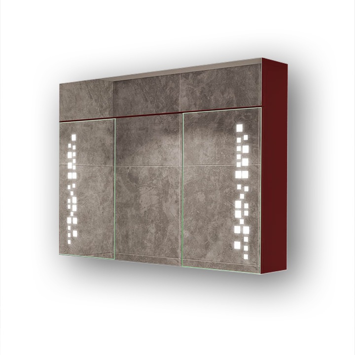 Dulap cu oglinda LED SZ3L038, Artforma, 100x72 cm, Alb rece