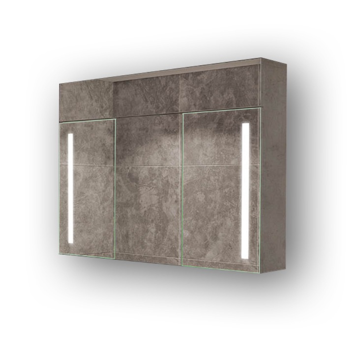 Dulap cu oglinda LED SZ3L002, Artforma, 100x72 cm, Alb rece