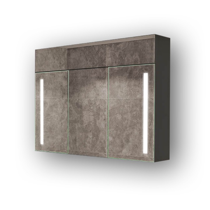 Dulap cu oglinda LED SZ3L002, Artforma, 100x72 cm, Alb rece