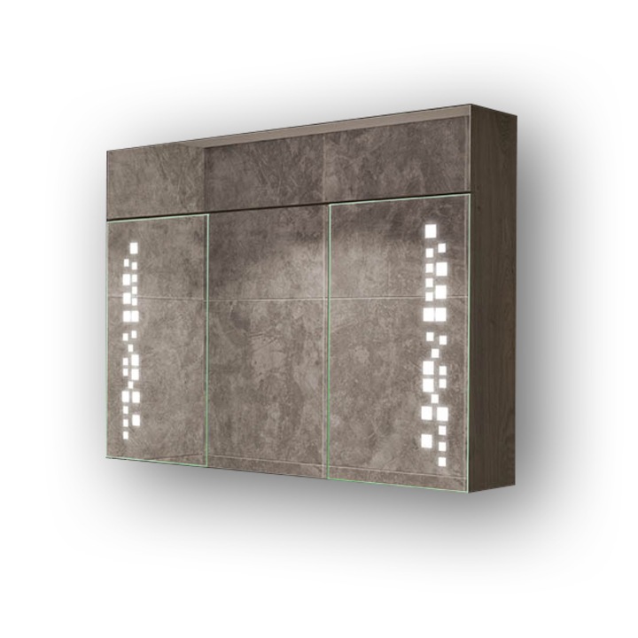 Dulap cu oglinda LED, Artforma, 100x72 cm, 7000K, Alb rece