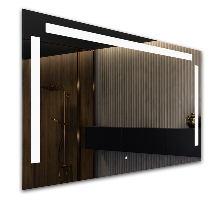 Oglinda baie, Artforma, Iluminare LED, Sticla, 50x70 cm, Argintiu