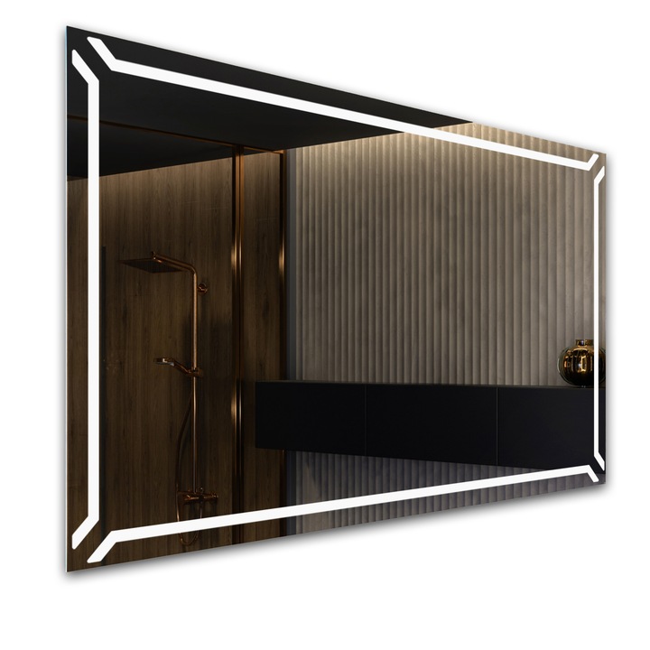 Oglinda pentru baie cu iluminare LED, Artforma, 190x100 cm, 7000K, Alb rece