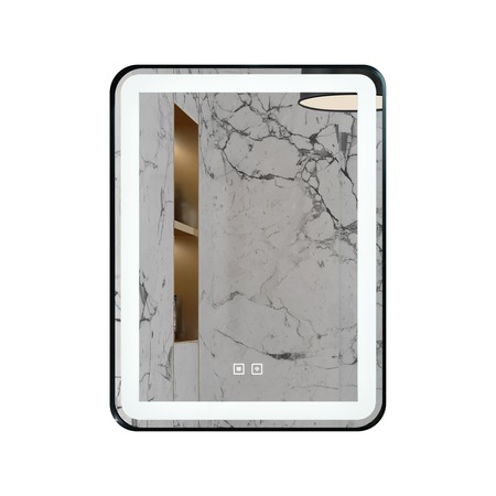 Oglinda baie cu iluminare LED 60x80cm, Rama Neagra, 3 Tipuri de Lumini, Buton Touch, Dezaburire, Intensitate Reglabila