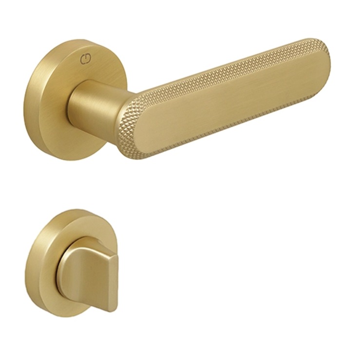 Set maner usa baie Nola, cu rozeta rotunda, finisaj alama satin CB