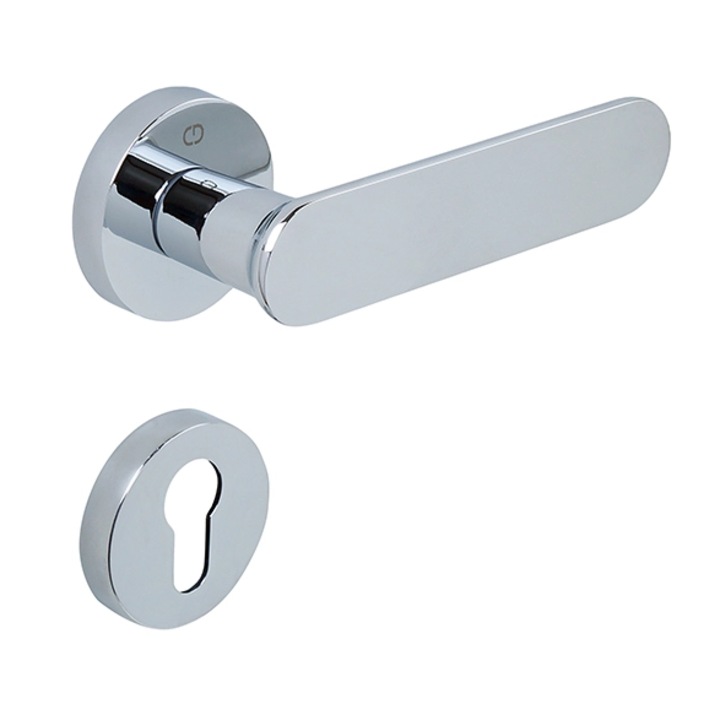 Set maner usa cu cilindru Ova, cu rozeta rotunda, finisaj crom lucios CB