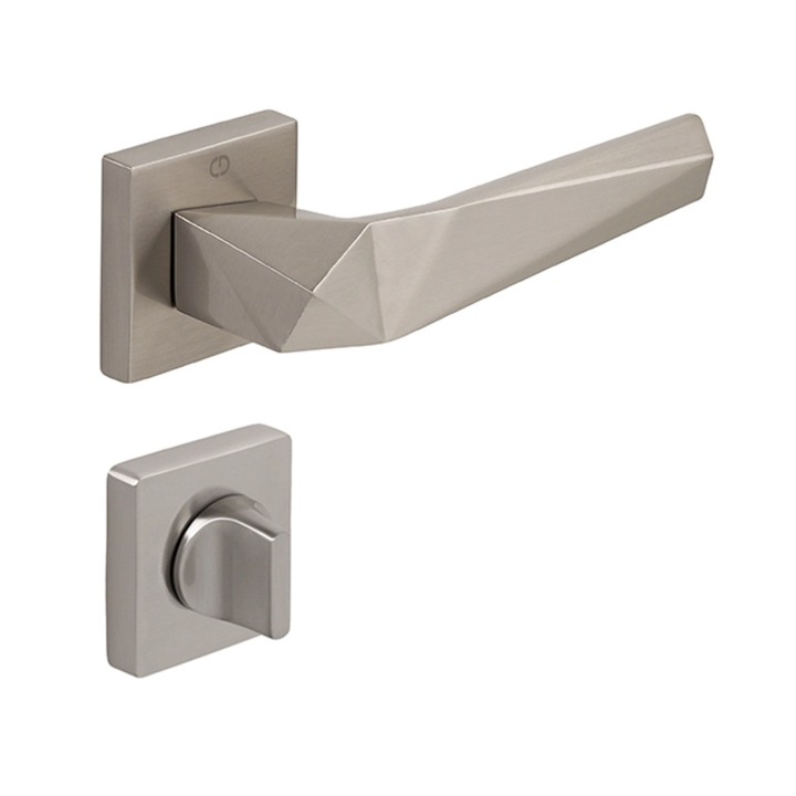 Set maner usa baie Pira, cu rozeta patrata, finisaj nichel satin CB