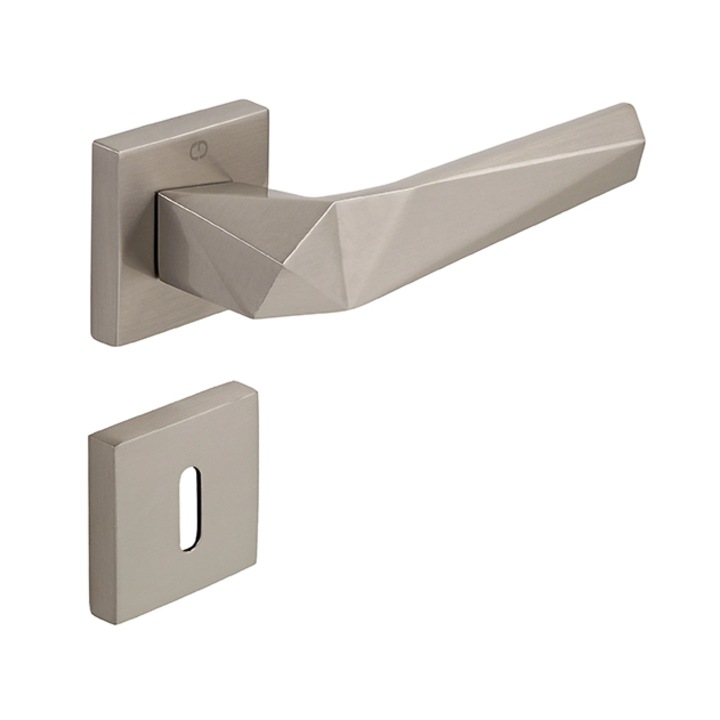 Set maner usa camera Pira, cu rozeta patrata, finisaj nichel satin CB