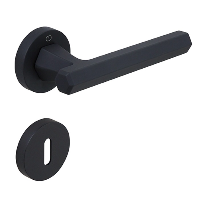 Set maner usa camera Thor, cu rozeta rotunda, finisaj negru mat CB