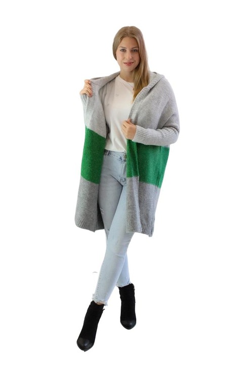Cardigan pentru femei, Acril/Lana, Gri/Verde, Marime universala