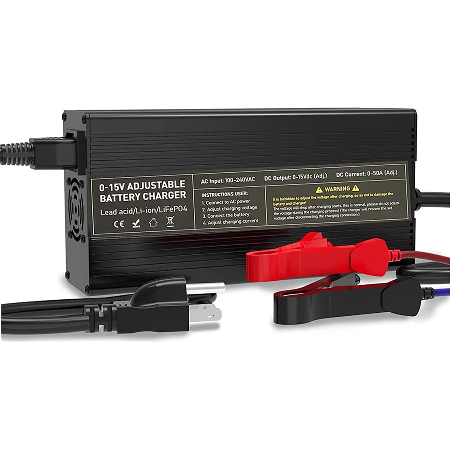 Зарядно устройство за батерии, 40A, 12V, алуминий, 100AH, щепсел Eu ...