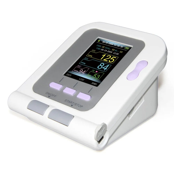 Vérnyomásmérő, 1 mandzsetta, ABS, LCD kijelző, fehér