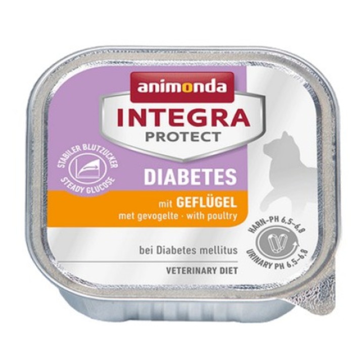 Hrana umeda pentru pisici Integra Protect Diabetes, Animonda, pui, pentru diabet, 100 g, multicolor