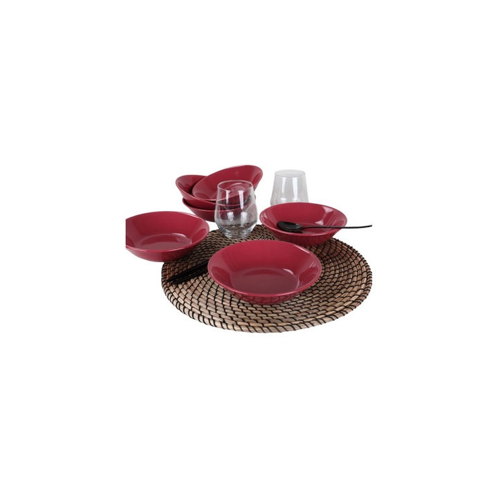 Levesestálak készlet, Keramika, 6 db, Kerámia, piros, 18 cm