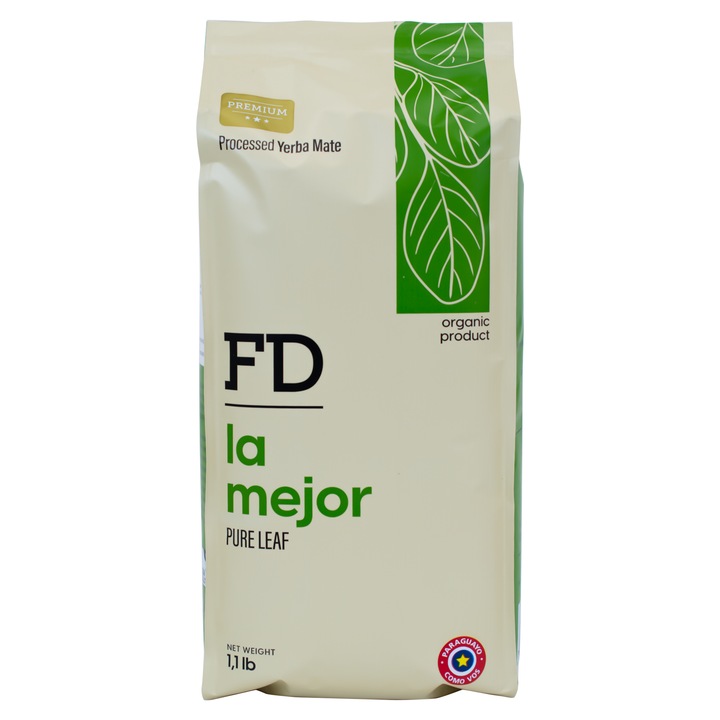 Yerba Mate Tea, Fede Rico Organic La Mejor 500 g
