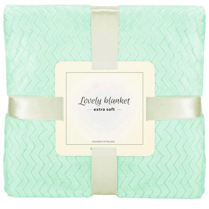 Patura pufoasa pentru 2 persoane, 2 fete, model in relief, 200x220cm, verde+
