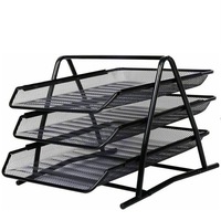 Set 3 tavite metalice pentru documente, suprapozabile, suport din plasa mesh, pentru birou, FLR