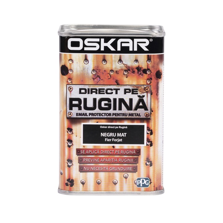 Email pe baza de solvent Oskar Direct pe Rugina, negru, aspect mat, 0.5 L