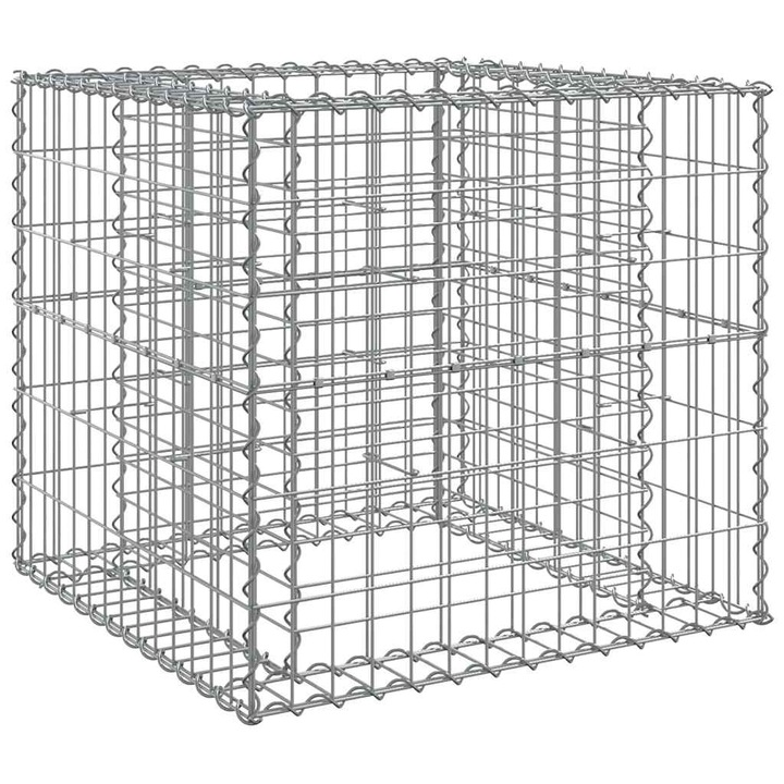 Cos gabion vidaXL, argintiu, 70x70x65 cm, fier galvanizat 11.5 kg 364850