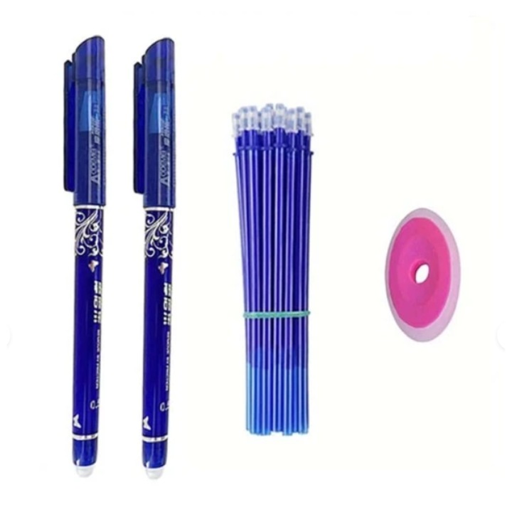 Set 2 Pixuri cu Gel, Albastru, 20 de Rezerve, 1 Radiera