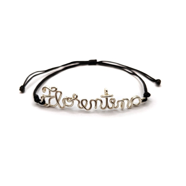 Bratara cu nume Florentina, placata cu argint, reglabila, realizata 100% manual