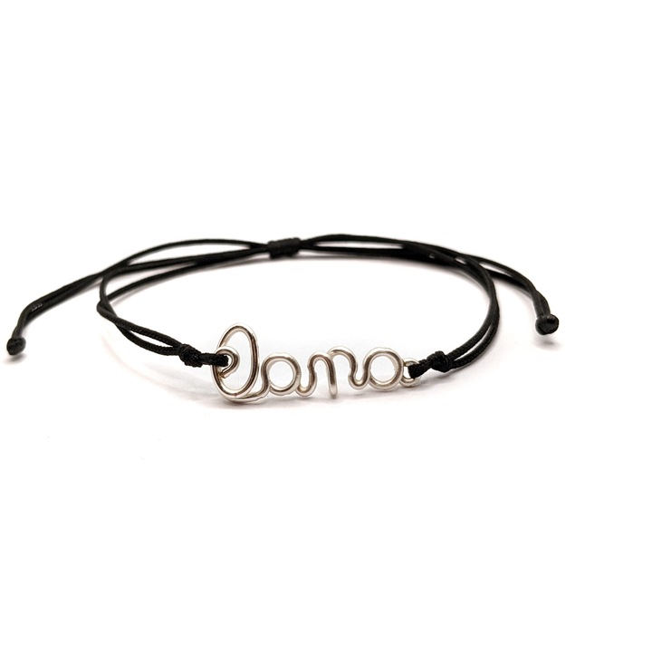 Bratara cu nume Oana placata cu argint, reglabila, realizata 100% manual