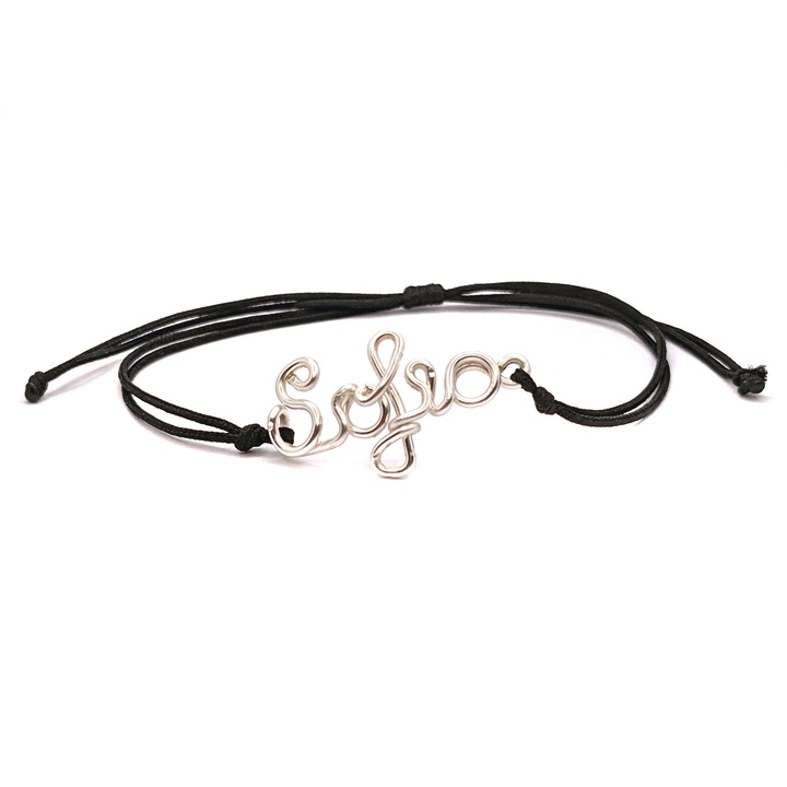 Bratara cu nume Sofia placata cu argint, reglabila, realizata 100% manual