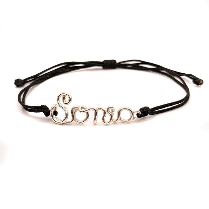 Bratara cu nume Sonia placata cu argint, reglabila, realizata 100% manual