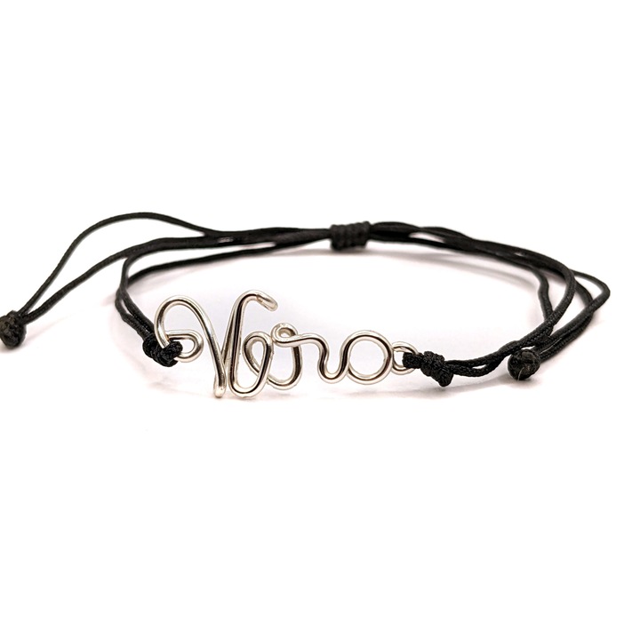 Bratara cu nume Vera placata cu argint, reglabila, realizata 100% manual