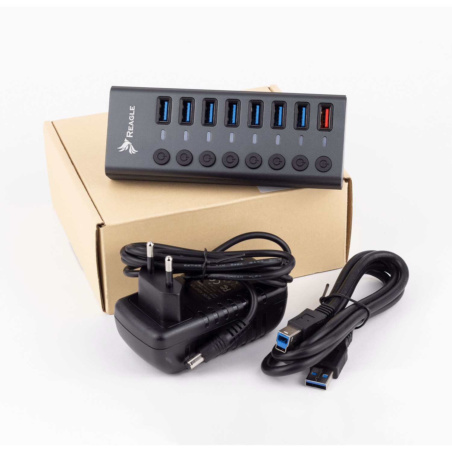 Хъб USB 3.1 Pro Active 8-портов USB-A 36W адаптер Reagle - eMAG.bg