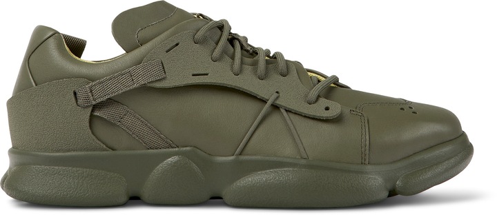 Camper, Pantofi sport low-cut din piele, Verde masliniu