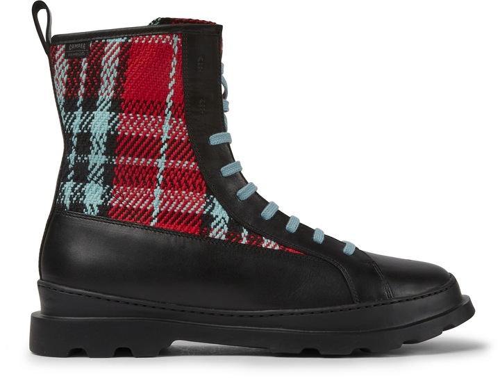 Camper, Ghete de piele si material textil Brutus 1585, Rosu/Negru