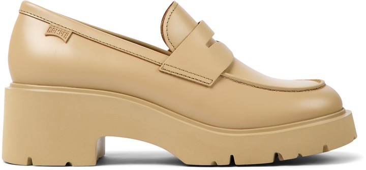 Camper, Pantofi loafer de piele cu toc masiv Milah 1159, Bej