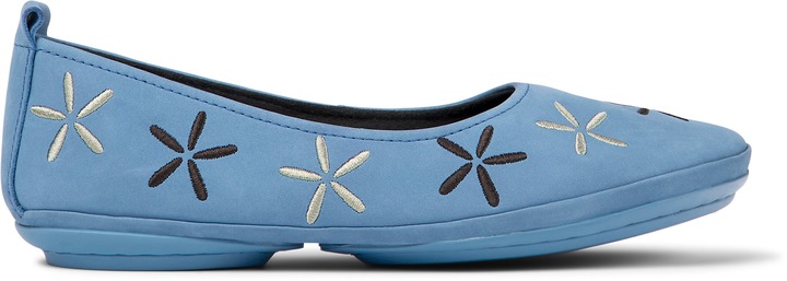 Camper, Balerini de piele nabuc cu detalii brodate Right Ninana Twins 1669, Albastru