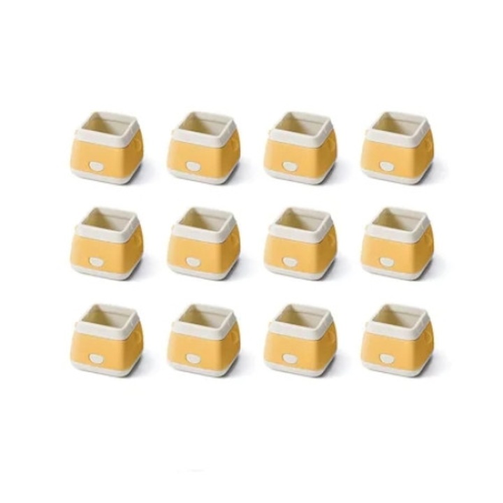 MzoLife, 12 db-os asztal- és széklábvédő készlet, szilikon, négyzet, 3-4 cm, sárga