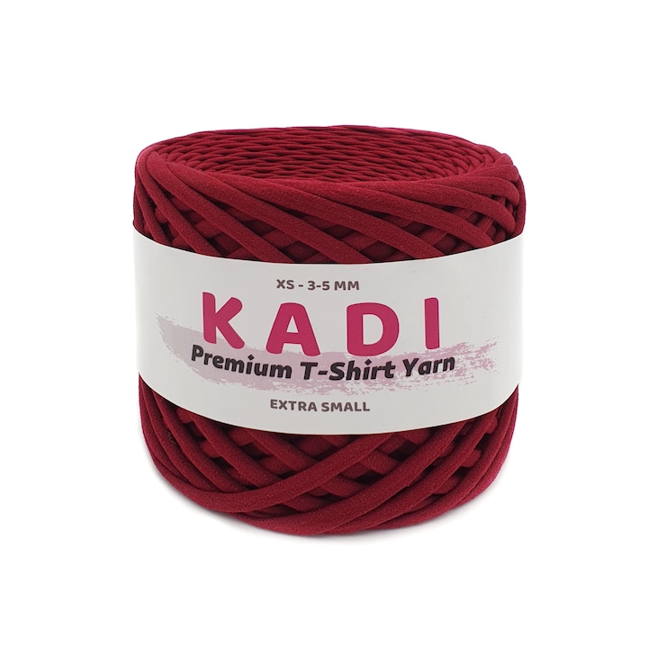 Banda textila pentru crosetat, KaDi Premium Extra Small, 3-5 mm, 110 m, culoare Bordo