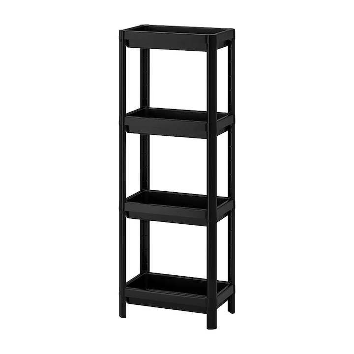 Organizator Universal cu 4 rafturi, pentru bucatarie sau baie, Negru, 23x36x100 cm