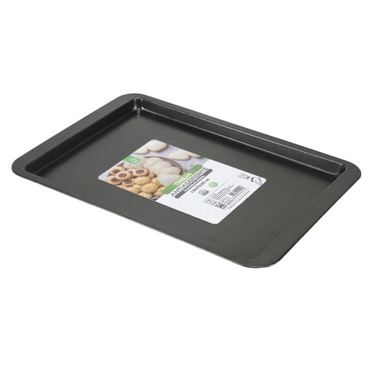 Tava de copt dreptunghiulara pentru fursecuri, pizza din otel carbon, Gusto Casa, 38 x 26 x 2cm