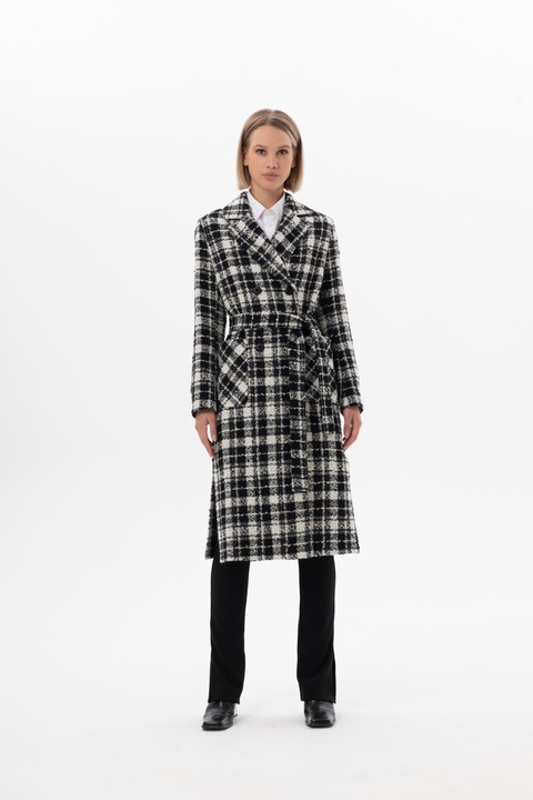 GT Collection női kabát GP/SS22-G2205, fekete/kockás, Fekete