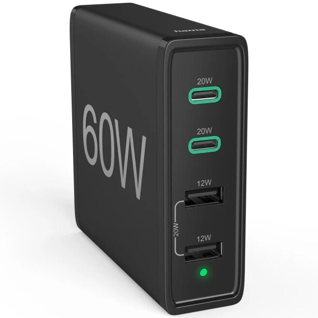 Station de charge USB-C universelle , 4 ports, Power Delivery (PD),  5-20V/65W - Hama