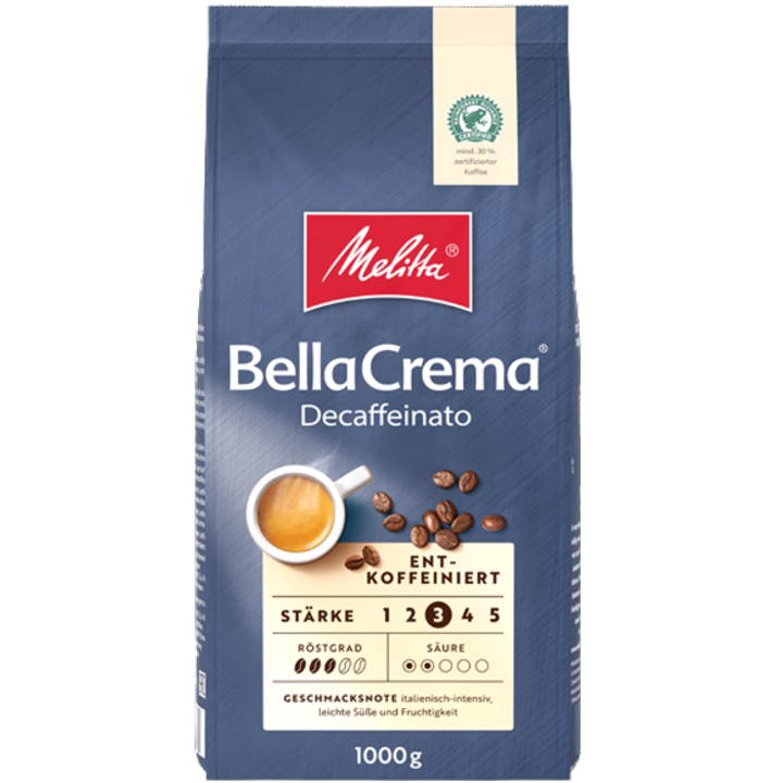 Cafea boabe Melitta Bellacrema decaffeinato, 1 Kg