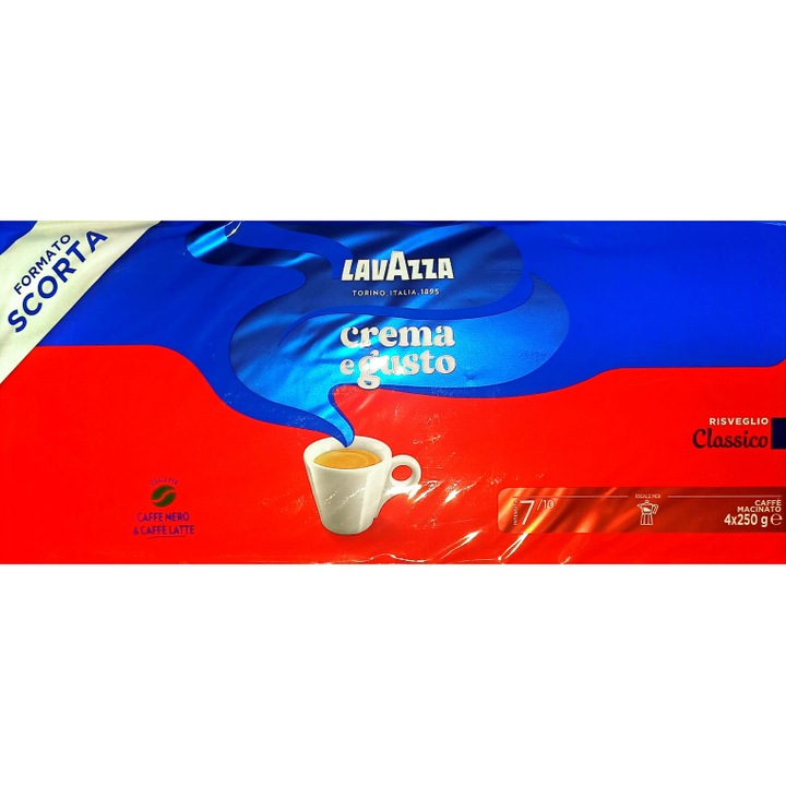 Мляно кафе Lavazza Crema e Gusto Classico, 4 х 250 гр - eMAG.bg