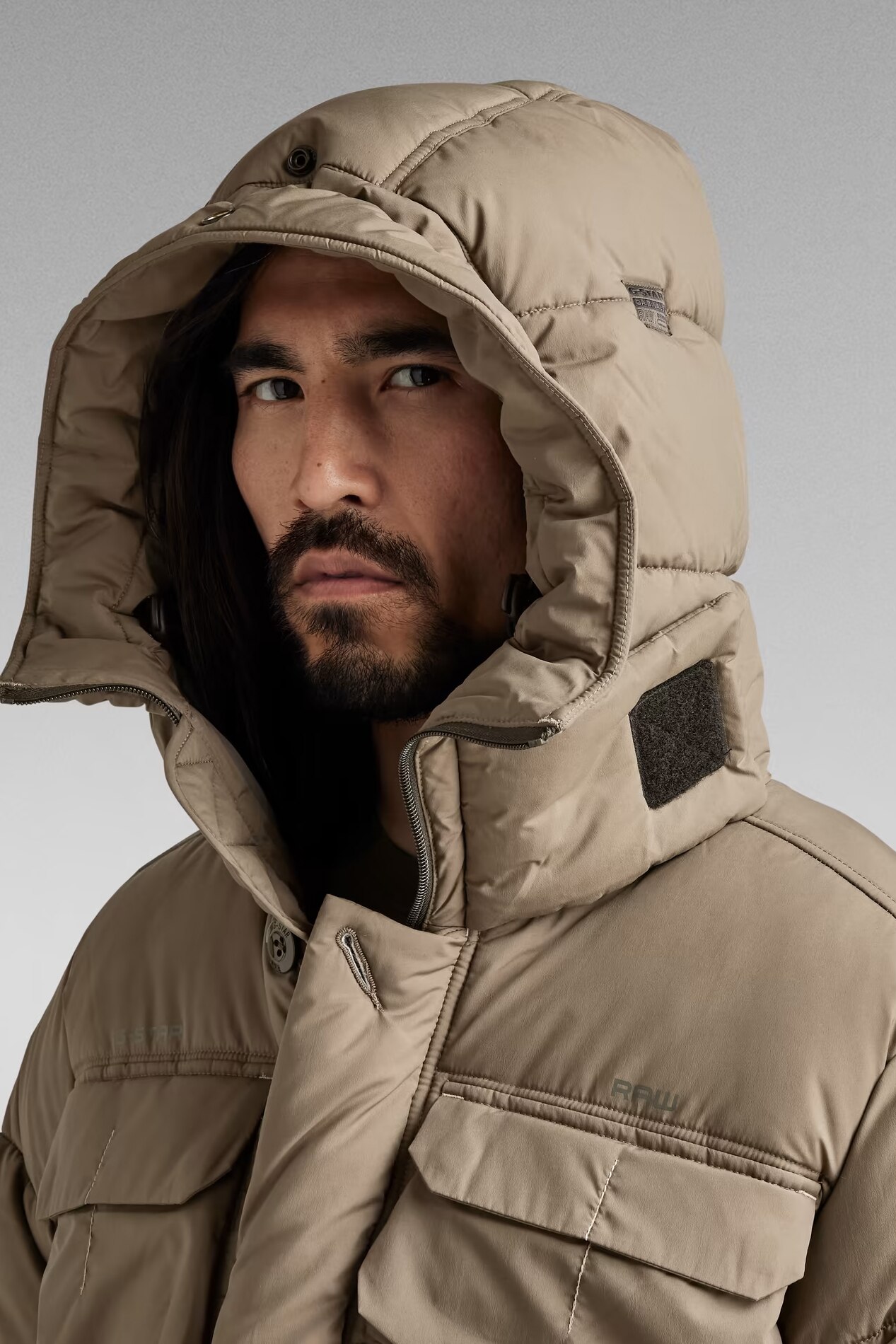 Jacheta de iarna pentru barbati G-Star Raw Field HDD Puffer, maro