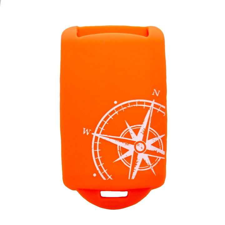Husa cheie keyless Renault/Dacia, model busola, portocaliu